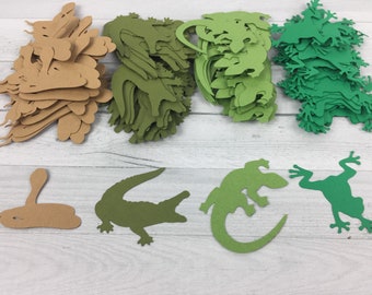 Reptile Confetti -Reptile Birthday -Reptile Baby Shower - Snake/Frog/Alligator/Lizard - 2" Reptile Die Cuts - Reptile Table Scatter - 120pcs