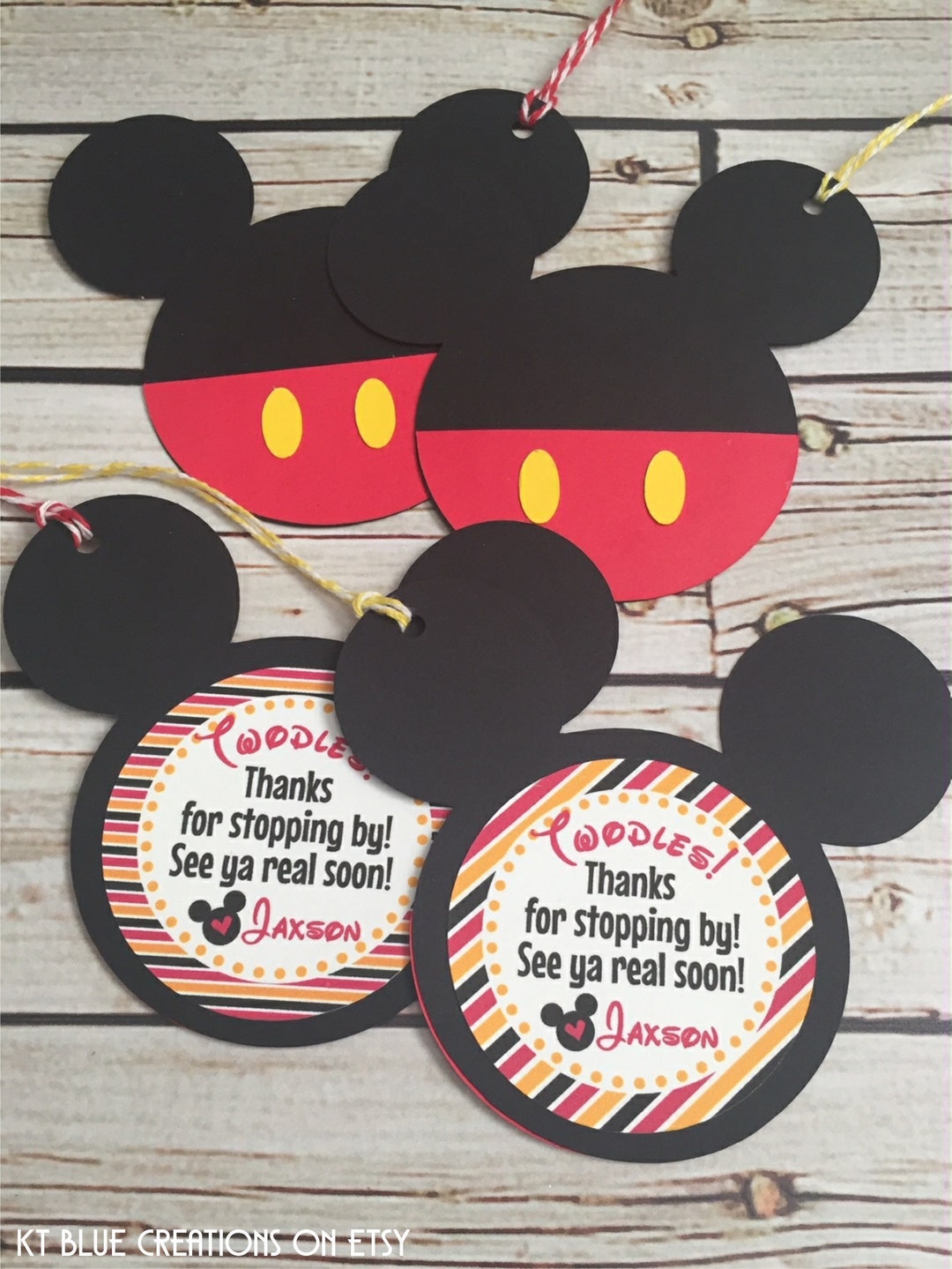 Mickey Birthday Favor Tags - Thank You Tags, Gift Tags - Personalized ...
