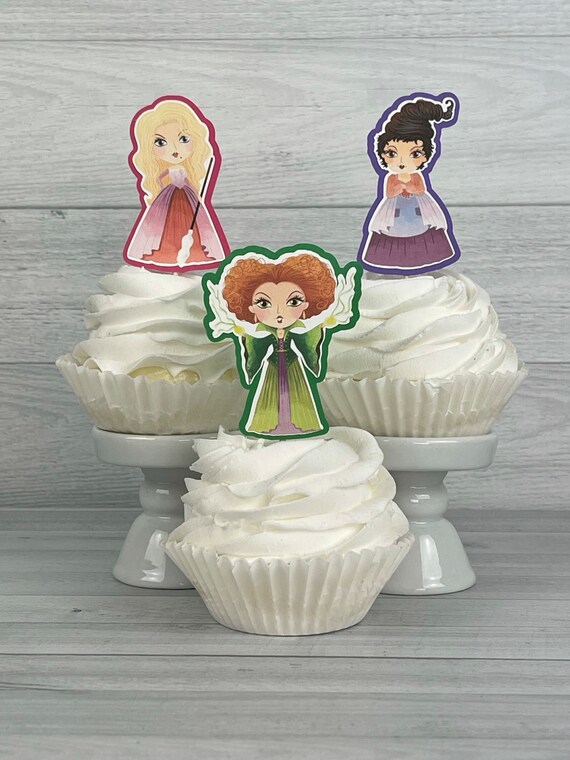 Hocus Pocus Cupcake Toppers - Halloween Birthday - Hocus Pocus Birthday- Cupcake Toppers - Cupcake Picks - Halloween Witches - Girls Toppers Il_570xn