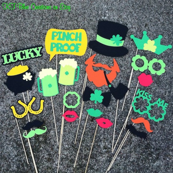 St. Patrick's Day Photo Props - set of 22 - Irish Props, Photo Booth Props, Party Props, St. Patty's Party Props, St. Patrick's Lucky Props Il_570xn