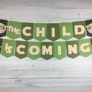 Baby Alien Baby Shower Banner The Child Is Coming Banner The Child Baby Shower Baby Shower Decor Space Wars Baby Shower Alien Child image 7