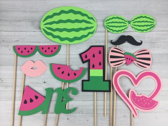 WATERMELON Photo Props - Watermelon Birthday Props - 1st Birthday Props - Photobooth Props - Photo Booth Props - One In a Melon Birthday Il_570xn
