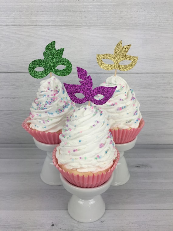 Masquerade Mask Cupcake Toppers- Mardi Gras Party - Mask Cupcake Toppers - Masquerade Decor - Mardi Gras - New Orleans - Masquerade Ball Il_570xn