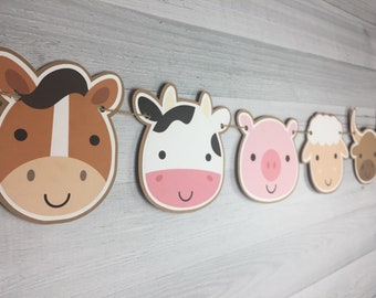 Farm Animals Garland - Farm Birthday- Farm Animal Faces -Barn Birthday -Farm Animal Birthday - Farm Animal Baby Shower Garland - Farm Shower