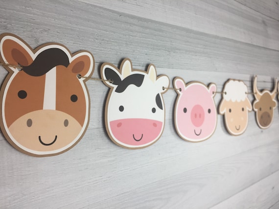 Farm Animals Garland - Farm Birthday- Farm Animal Faces -Barn Birthday -Farm Animal Birthday - Farm Animal Baby Shower Garland - Farm Shower Il_570xn