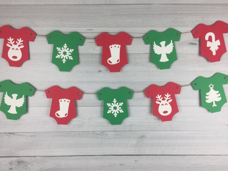 Christmas Baby Shower Garland Christmas Baby Shower Winter 1st Birthday Baby Onesie Banner Baby Shower Banner Christmas Baby Onesie image 6