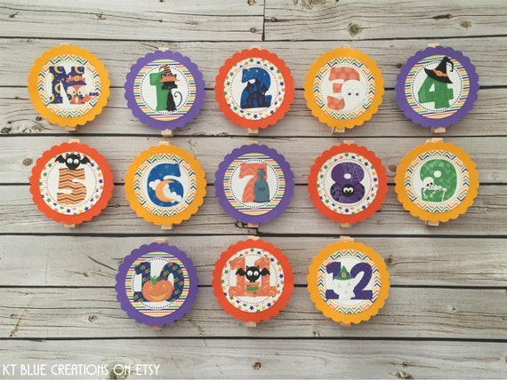 HALLOWEEN First Year Photo Clips - Halloween First Birthday - First Year Photo Banner - 1st Birthday - Monthly Clips - Halloween Birthday Il_570xn