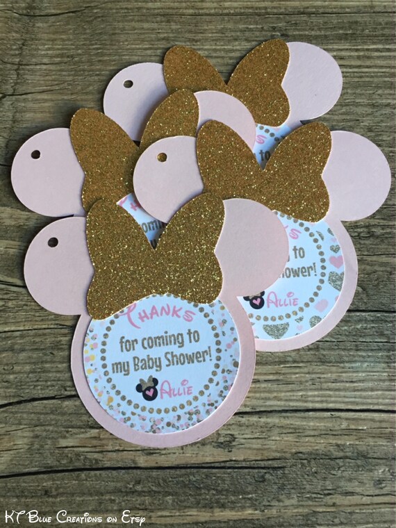 Pink/Gold Minnie Baby Shower Tags - Minnie Favor Tags - Minnie Baby Shower - Minnie Mouse Shower - Favor Tags, Gift Tags, Thank You Tags Il_570xn