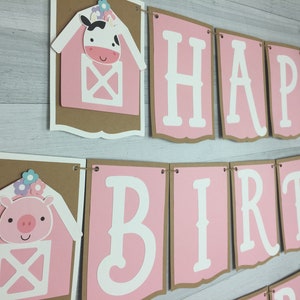 Barn Birthday Banner - Farm Birthday - Farm Animal Banner - Pink Barn Banner - Red Barn Banner - Choose Colors - Farm Animal Birthday Decor