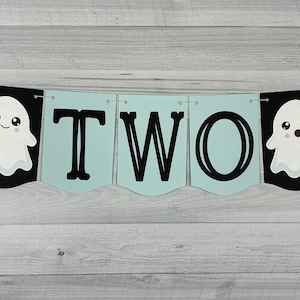 Ghost Highchair Banner - Spooky One Birthday - Two Spooky - Age Banner - ONE or TWO Ghost Age Banner - Boy Ghost Decor - Halloween Birthday