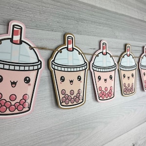 Bubble Tea Garland - Kawaii Bubble Tea - Boba Tea Garland - Bubble Tea Birthday - Boba Tea Baby Shower -Cute Bubble Tea Decor -Choose Colors