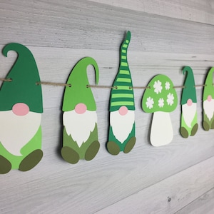 Gnome Garland - St. Patrick&#39;s Day Gnomes - Garden Gnomes - Leprechaun Gnome Garland - Gnome Banner - Gnomes & Mushrooms - Gnome Decorations