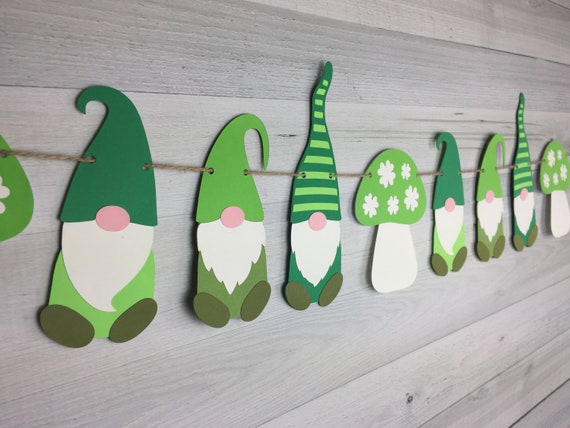 Gnome Garland - St. Patrick's Day Gnomes - Garden Gnomes - Leprechaun Gnome Garland - Gnome Banner - Gnomes & Mushrooms - Gnome Decorations Il_570xn