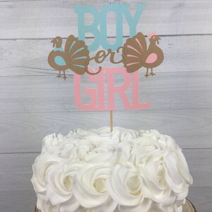 TURKEY Gender Reveal Cake Topper - Gender Reveal Cake Topper - Little Turkey Baby Shower - Boy or Girl Cake Topper - Gender Reveal Shower bild 2