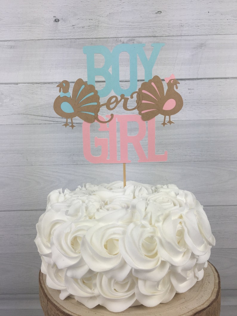 TURKEY Gender Reveal Cake Topper - Gender Reveal Cake Topper - Little Turkey Baby Shower - Boy or Girl Cake Topper - Gender Reveal Shower bild 2