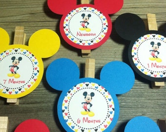 Mickey Mouse Clubhouse - First Year Photo Clips - First Year Banner - 1st Birthday Banner - Mickey Photo Banner- First Birthday -Photo Clips