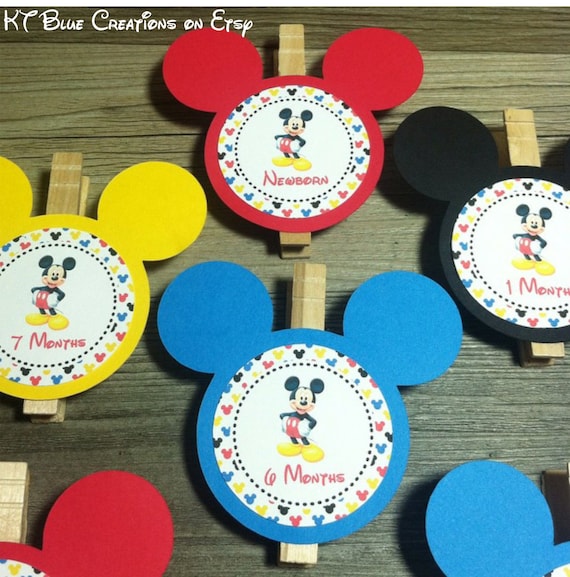 Mickey Mouse Clubhouse - First Year Photo Clips - First Year Banner - 1st Birthday Banner - Mickey Photo Banner- First Birthday -Photo Clips Il_570xn