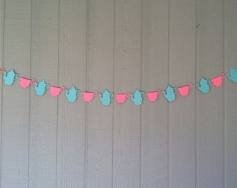Tea Party Garland - Tea Party Birthday - Pink/Aqua Tea Party - Tea Party Birthday - Photo Prop - Tea Time Party - Teacup/Teapot Garland