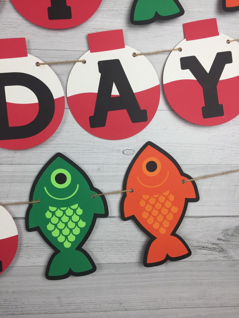 FISHING Birthday Banner Personalized Banner Fishing 1st Birthday The Big One Rainbow Fish Party Fishing Bobber Birthday Banner image 4