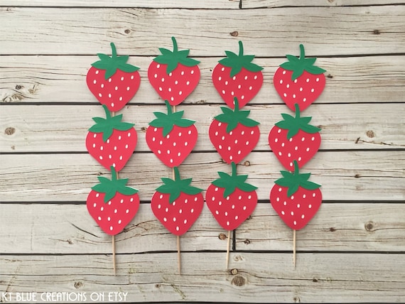 Strawberry Cupcake Toppers - Berry 1st Birthday - Cupcake Toppers -Strawberry Picks - Strawberry Birthday Party - Berry Party - Tutti Frutti Il_570xn