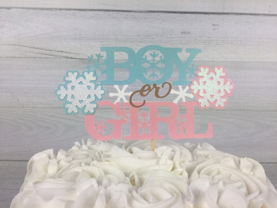 SNOWFLAKE Gender Reveal Cake Topper - Boy or Girl Cake Topper - Winter Gender Reveal - Snowflake Baby Shower - Winter Cake Topper -Pink/Blue Il_570xn