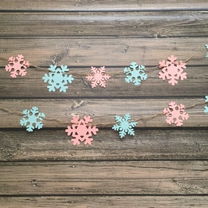 SNOWFLAKE Gender Reveal Garland - Snowflake Banner - Gender Reveal Party Decor - Winter Baby Shower - Winter ONEderland - Snowflake Garland