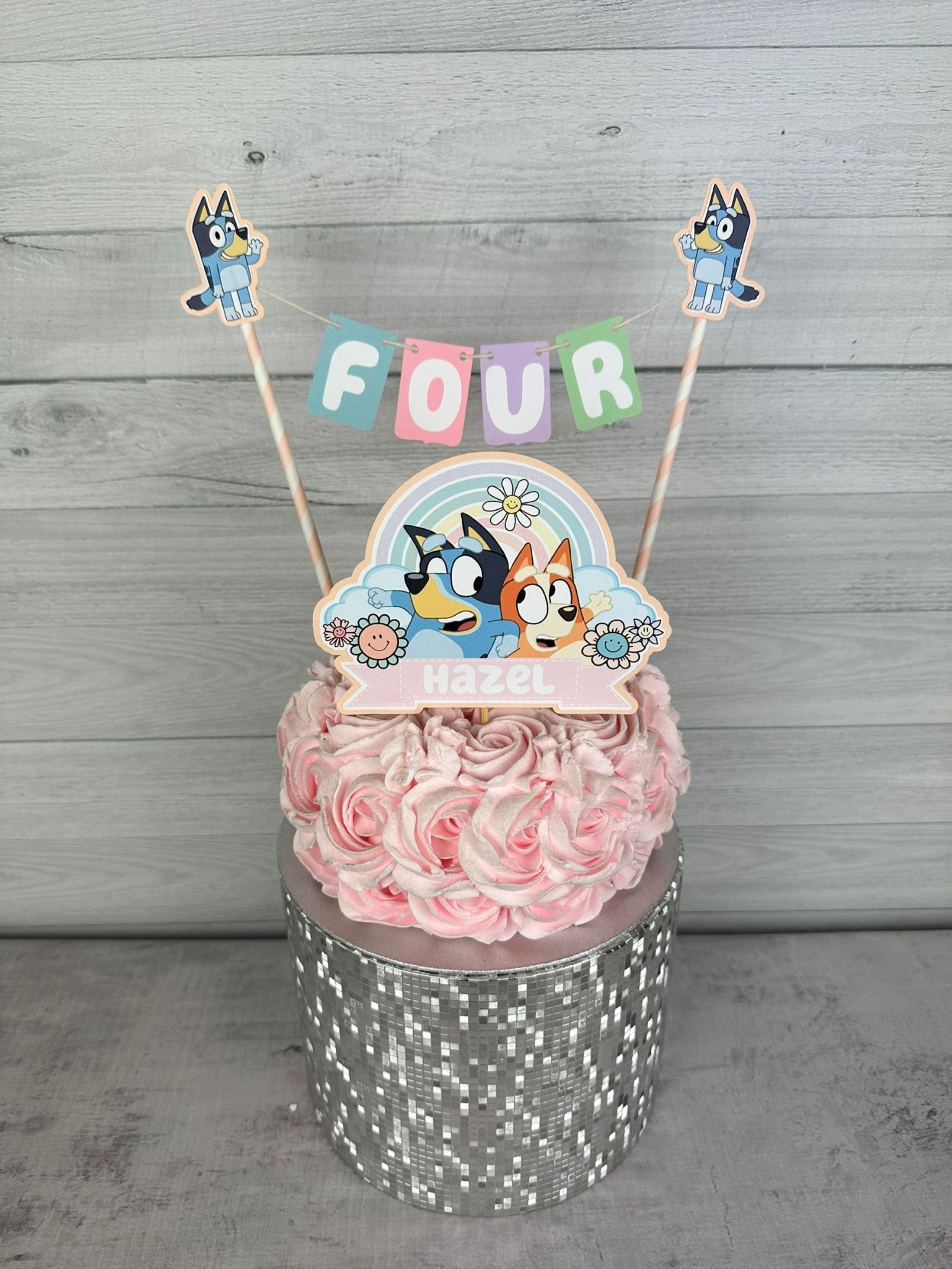 Girly Blue Dog Cake Topper