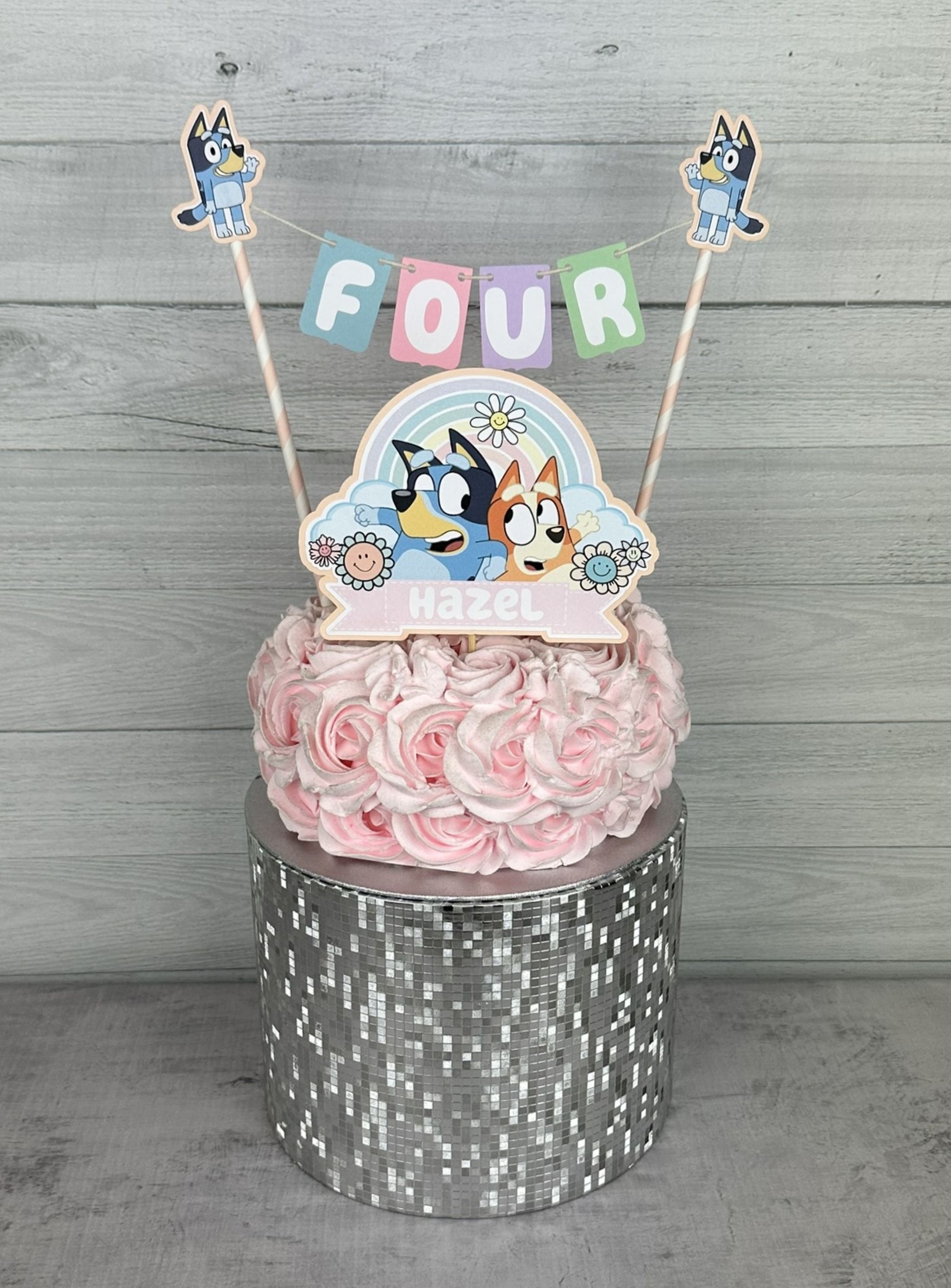 Girly Blue Dog Cake Topper