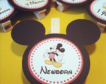 Mickey First Year Photo Clips - Mickey 1st Birthday - First Year Photo Banner - Mickey Birthday - Photo Banner - 1st Birthday Decorations