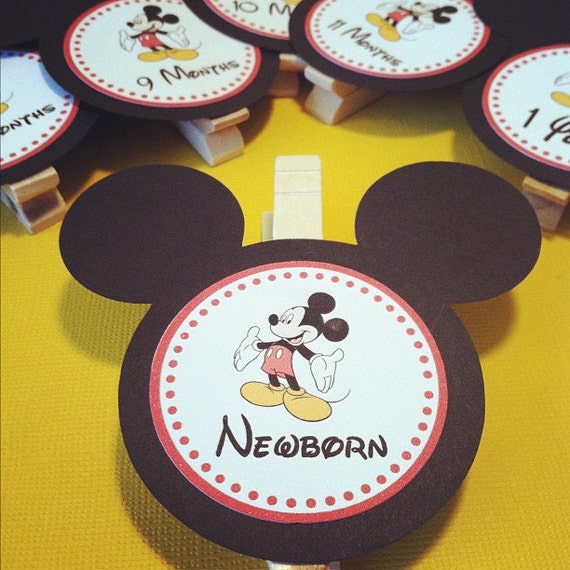Mickey First Year Photo Clips - Mickey 1st Birthday - First Year Photo Banner - Mickey Birthday - Photo Banner - 1st Birthday Decorations Il_570xn