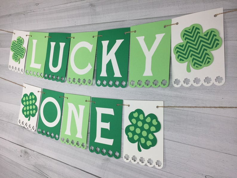 LUCKY ONE Banner Two Lucky Banner Clover Birthday Banner Lucky One Birthday Two Lucky Party Decor Shamrock Banner St. Patrick's image 5