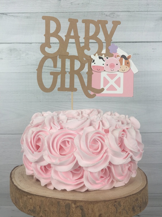 Baby Girl Farm Cake Topper Farm Baby Shower It's a Girl Baby Shower Barn  Topper Farm Shower Farm Animals Baby Shower Cake Topper 