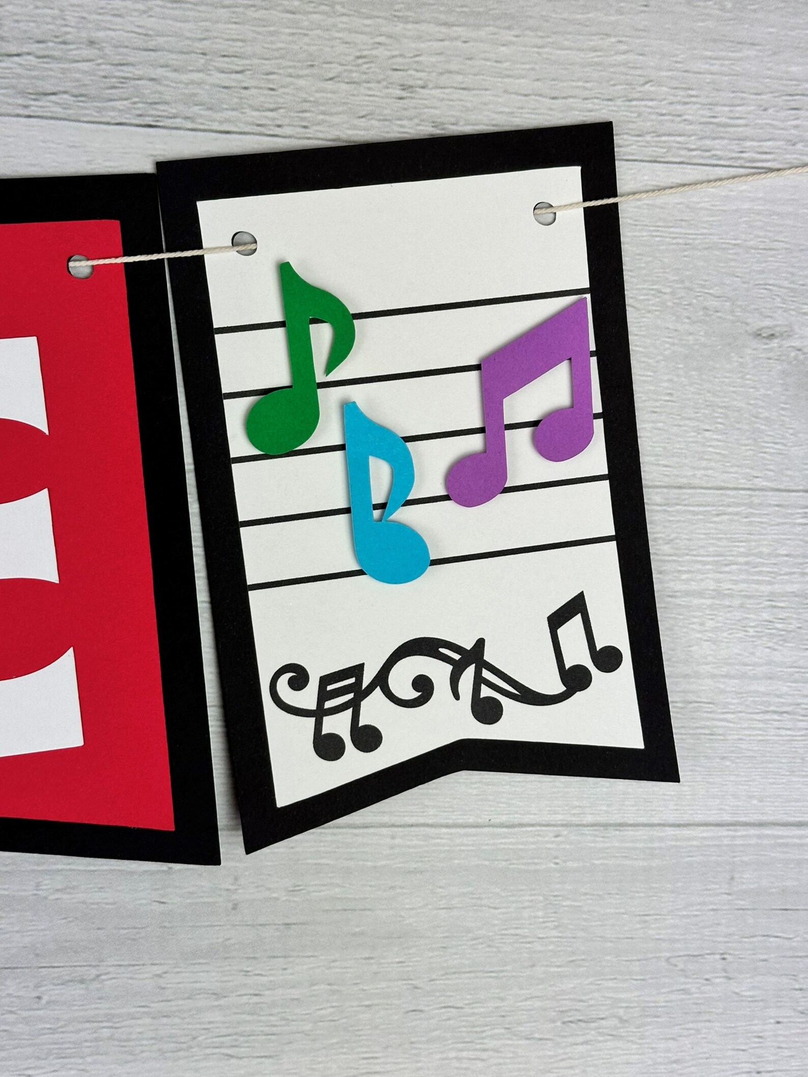 Rainbow Music Note NAME Banner - Kids Music Party - Rainbow Notes ...
