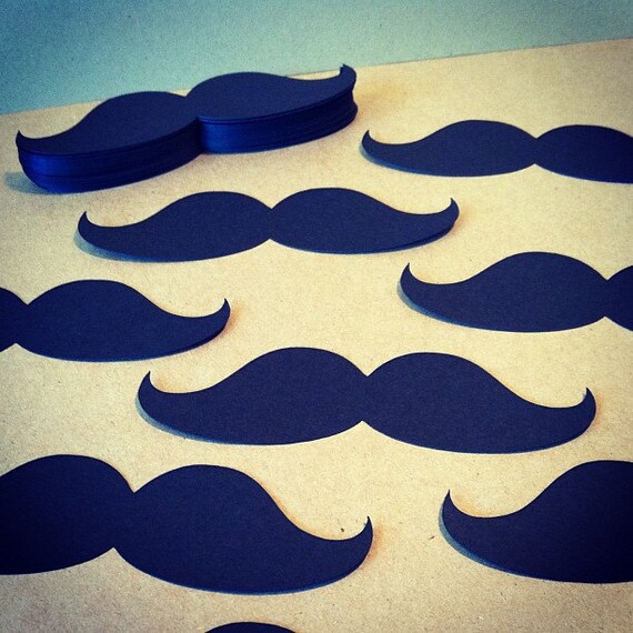 50 Mustache Die Cuts - 4" Black - DIY photo props, DIY cupcake toppers, DIY banners, gift tags, party decor Il_570xn