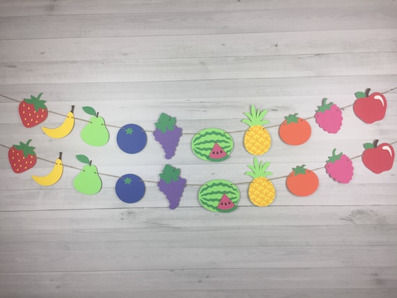 TWOTTI FRUTTI Garland - Mixed Fruit Banner - Tutti Frutti Birthday - Tropical Fruit - Fruit Party Decor - Strawberry, Pineapple, Watermelon Il_570xn