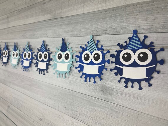 Quarantine Garland - Quarantine Birthday - Blue Germ Garland - Germ Party - Quarantine Party - Virus Banner - Choose Colors - Virus Garland Il_570xn