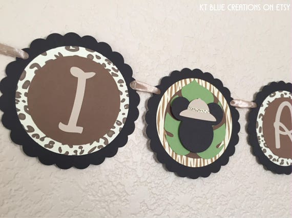 Mickey Mouse Safari Highchair Banner - "I am 1" or "I am 2" banner - Age Banner - Safari Birthday - Jungle banner Il_570xn