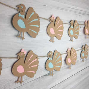 Turkey Gender Reveal Garland - Thanksgiving Baby Shower - Little Turkey Banner -Boy Or Girl Banner -Gender Reveal Baby Shower -Turkey Shower image 3