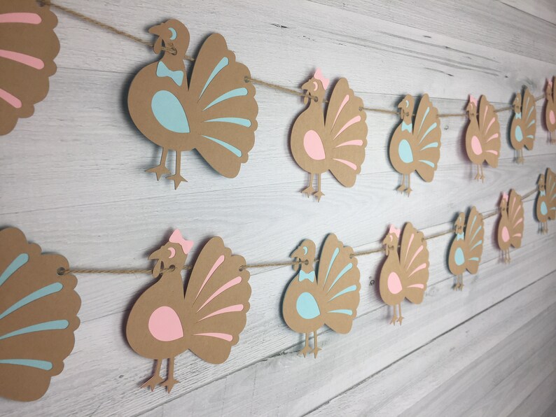 Turkey Gender Reveal Garland Thanksgiving Baby Shower Etsy