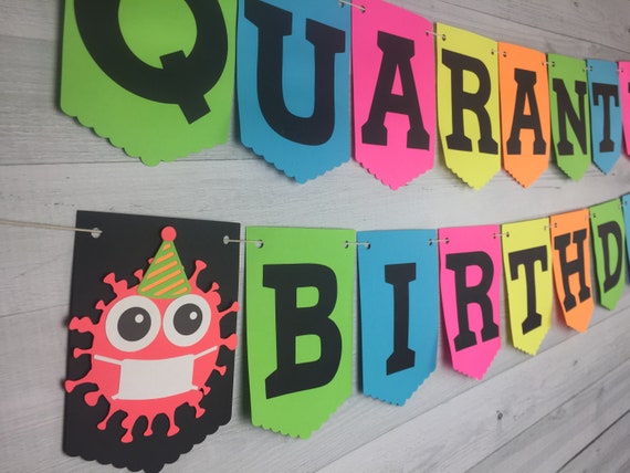 Quarantine Birthday Banner - Quarantine Birthday - Birthday in Quarantine -Quarantine Party -Virus Banner - Quarantine Banner -Virtual Party Il_570xn