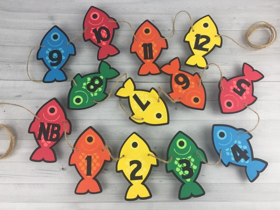 FISHING First Year Banner - First Year Photo Clips - Rainbow Fish Banner - Monthly Photo Clips - Fishing 1st Birthday - The Big One Birthday Il_570xn