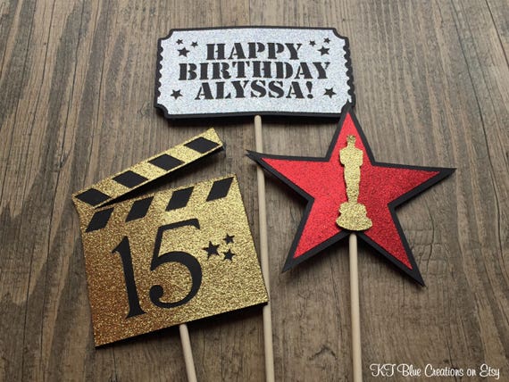 Movie Party Centerpieces - Red Carpet - Awards Birthday - Hollywood Party - Birthday Centerpieces - Movie Premire Party - Movie Star Party Il_570xn