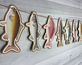 FISH Garland - Vintage Fish Garland - Realistic Fish Banner - Fishing Birthday - Gone Fishing Party - Fish Baby Shower - Fishing Retirement
