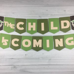 Baby Alien Baby Shower Banner The Child Is Coming Banner The Child Baby Shower Baby Shower Decor Space Wars Baby Shower Alien Child image 5