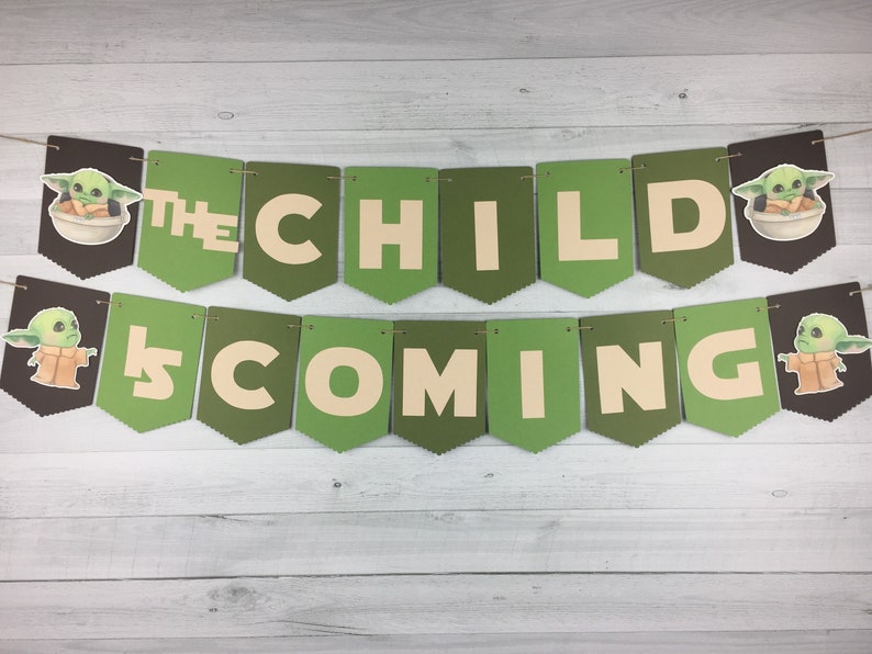 Baby Alien Baby Shower Banner The Child Is Coming Banner The Child Baby Shower Baby Shower Decor Space Wars Baby Shower Alien Child image 5