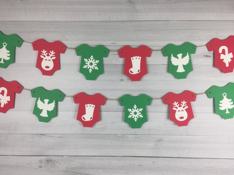 Christmas Baby Shower Garland Christmas Baby Shower Winter 1st Birthday Baby Onesie Banner Baby Shower Banner Christmas Baby Onesie image 3