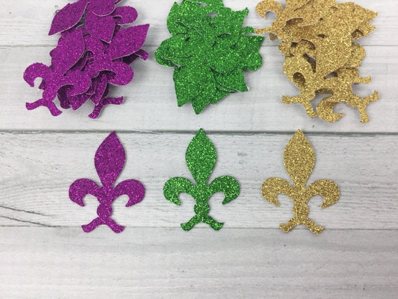 Fleur De Lis Confetti - Mardi Gras Party - Fleur De Lys Confetti - Die Cuts - Fleur De Lis Decor -Mardi Gras - New Orleans -Glitter Confetti Il_570xn