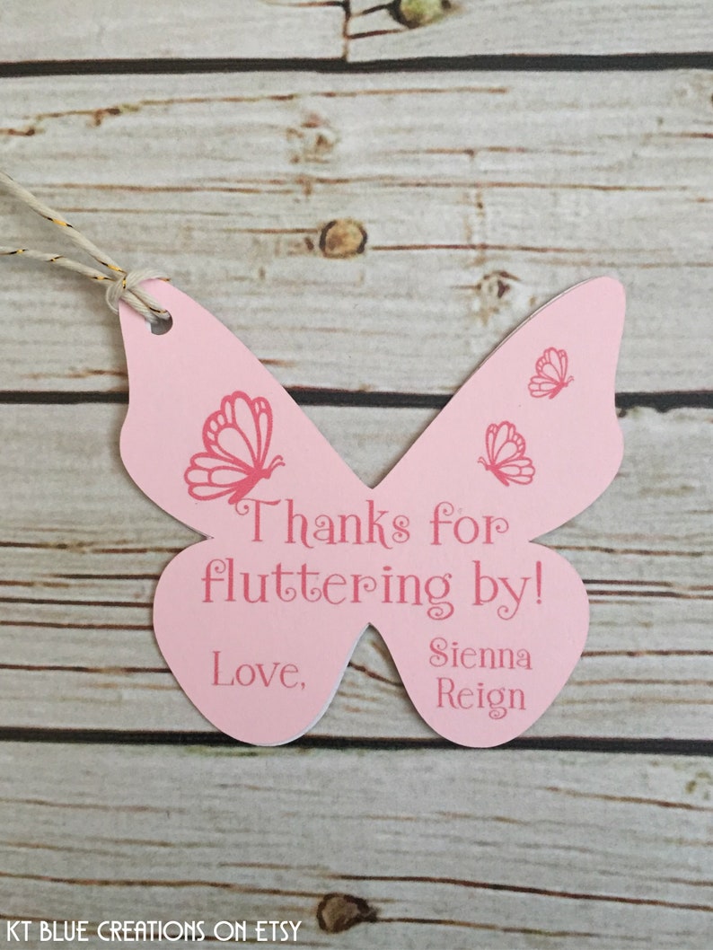 Butterfly Favor Tags Pink & Gold Glitter Butterfly Gift Tags Etsy