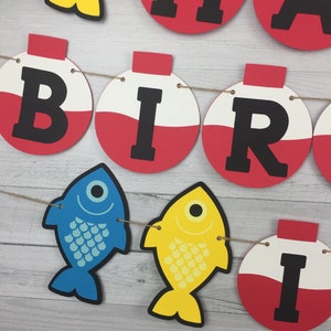 FISHING Birthday Banner Personalized Banner Fishing 1st Birthday The Big One Rainbow Fish Party Fishing Bobber Birthday Banner image 5