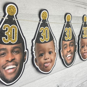 Custom Face Garland - Personalized Face Banner - Face Photo Banner - Fun Birthday Banner - 30th, 40th, 21st Birthday - Bachelorette Party